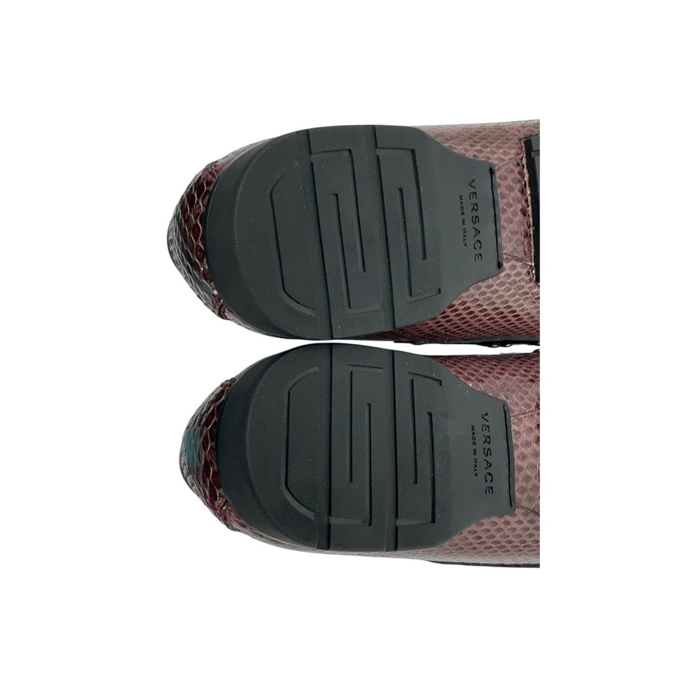 Versace Python Leather Driver Loafers Medusa Burg… - image 7